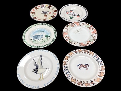 Lot 2285 - Eleven Emma Bridgewater plates including National Trust Victorian Nursery and Ringed Plover