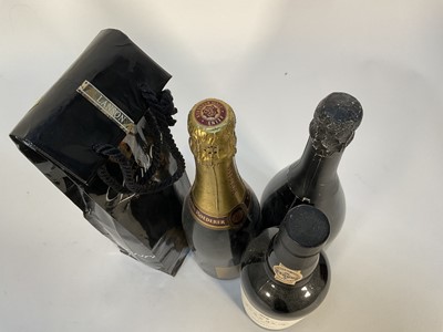 Lot 7 - Four bottles comprising: Fortnum & Mason LBV 1985 Port, Louis Roederer Champagne, Lanson Black Label and Chardonnnay Blanc De Blancs Brut (4)