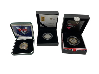 Lot 452 - G.B. - Royal Mint silver proofs to include £2's End of World War II 2005, Olympics Handover Ceremony 2008, 2012, Charles Dickens 200th Anniversary 2012, Fifty Pence Benjamin Britten 2014 & W...