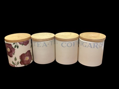 Lot 2294 - Four Emma Bridgewater storage jars - Tea, Coffee, Sugar and Hellebore, 15cm high