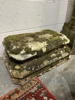 Lot 1970 - Antique stone plinth of stepped rectangular form, 51cm wide x 28cm deep x 21cm high
