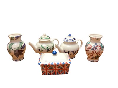 Lot 2296 - Collection of Emma Bridgewater Union Jack butter dish, jugs, vases and teapots (11) together with a Wakefield teapot and plate