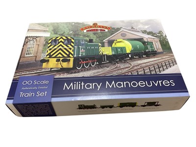 Lot 1953 - Bachmann OO Gauge Military Manoeuvres train set including Class 03 diesel locomotive, open wagon, TTA tank wagon & 25T Pill Box brake van, boxed 30-130 (1)
