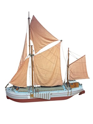 Lot 3090 - Large scratch built model of a Thames barge, the Will Everard, approximately 120cm in length.