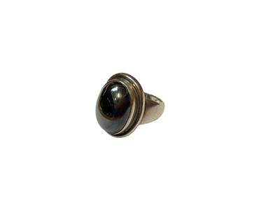 Lot 49 - Georg Jensen Danish silver oval hematite cabochon ring, no. 46A, size N