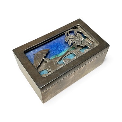 Lot 55 - Anthony Panton Hawksley (1921-1991), contemporary silver and enamel rectangular box