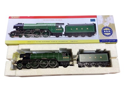 Lot 1960 - Hornby OO Gauge 4-6-2 LNER Green Flying Scotsman tender locomotive 4472 boxed R2441 and 0-6-0 LBSC tank engine 100, boxed (poor) R353 (2)