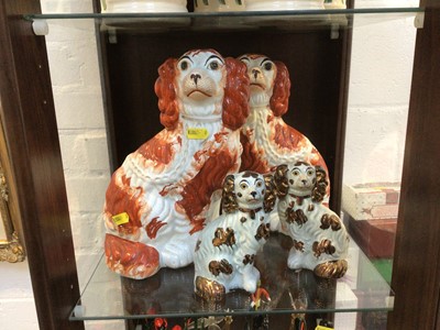 Lot 5174 - Pair of Victorian Staffordshire pottery King Charles Spaniels