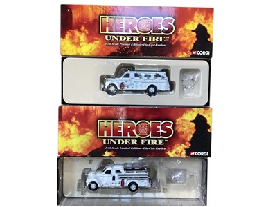 Lot 1970 - Corgi Heroes Under Fire 1:50 scale diecast US Fire Engine models, boxed (9)