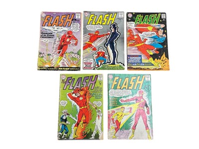 Lot 2874 - DC Comics 1960s The Flash #111 (poor quality) #140 (1st appearance of Heatwave #135 (debut of Kid Flash's yellow suit) #151 #175