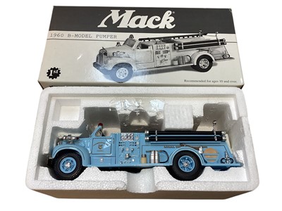 Lot 1979 - Mack 1st Gear 1:34 scale diecast US Fire Engines including 1960 B-Model Pumper 19-2634, 1960 B-Model Pumper 19-2289 and L Model Pumper 19-3208, all boxed (3)