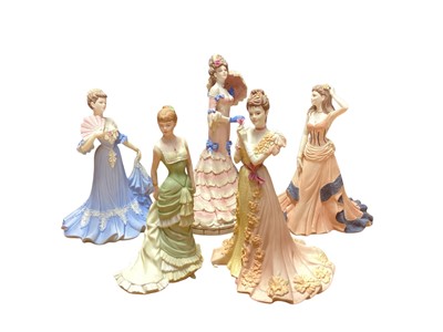 Lot 2314 - Five Coalport figures including Mademoiselle Cherie and Royal Invitation