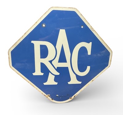 Lot 1 - Original vintage double sided RAC enamel sign, 55.5 x 54.5cm.