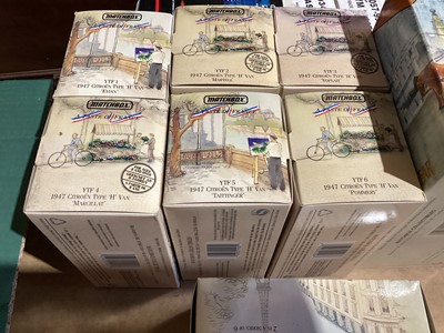 Lot 1990 - Matchbox Collectibles diecast A Taste of France Vehicles, YTF01 to YTF06, plus one duplicates and Wells Fargo Stagecoach YHS3 & London Omnibus YSH2, boxed (9)