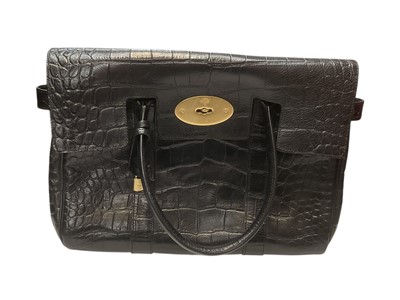 Lot 2555 - Mulberry large mock croc Bayswater handbag with decorative lock and soft dust bag. 5062915
