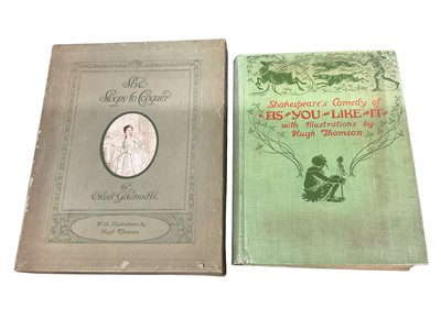 Lot 1348 - Hugh Thomson (Illustrator), Goldsmith - She Stoops to Conquer, ornate cloth binding and original box case, together with As you Like it, illustrated by Thomson