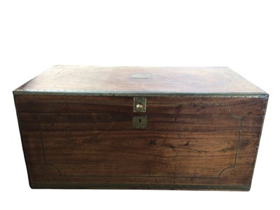 Lot 5342 - Camphor wood chest with brass inlay measuring approximately 105cm wide x 52cm deep x 50cm tall (lacking key)