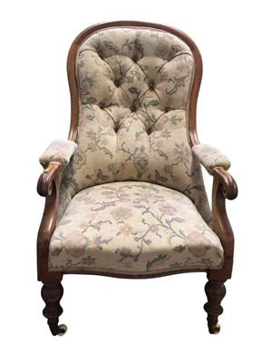 Lot 5340 - Victorian mahogany button back armchair