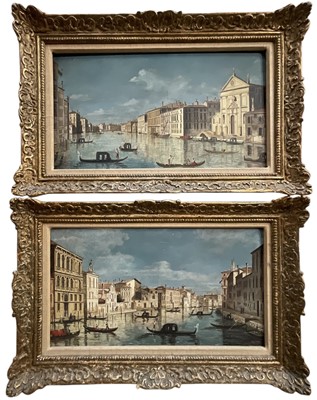 Lot 69 - Pair oils on board after Canaletto, both signed Ferrini, 21cm x 39cm, gilt frames (2)