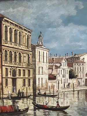 Lot 69 - Pair oils on board after Canaletto, both signed Ferrini, 21cm x 39cm, gilt frames (2)