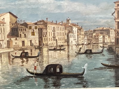 Lot 69 - Pair oils on board after Canaletto, both signed Ferrini, 21cm x 39cm, gilt frames (2)