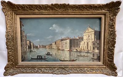 Lot 69 - Pair oils on board after Canaletto, both signed Ferrini, 21cm x 39cm, gilt frames (2)