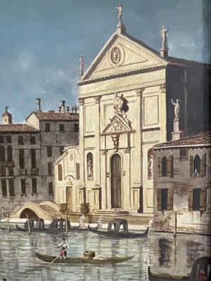 Lot 69 - Pair oils on board after Canaletto, both signed Ferrini, 21cm x 39cm, gilt frames (2)