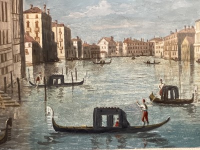 Lot 69 - Pair oils on board after Canaletto, both signed Ferrini, 21cm x 39cm, gilt frames (2)