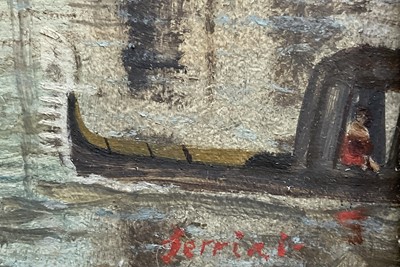 Lot 69 - Pair oils on board after Canaletto, both signed Ferrini, 21cm x 39cm, gilt frames (2)