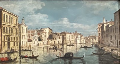 Lot 69 - Pair oils on board after Canaletto, both signed Ferrini, 21cm x 39cm, gilt frames (2)