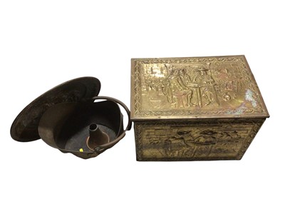 Lot 5158 - Quantity of brassware including teapots, coal scuttle, silver plate and others