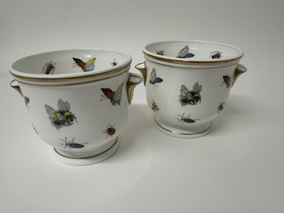 Lot 121 - Pair of 'Princess Royale' fine bone china cache pots decorated with insects