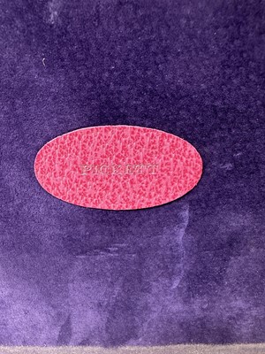 Lot 103 - Good quality Pickett pink leather jewellery case with two tier fitted interior, 29.5cm x 19.5cm