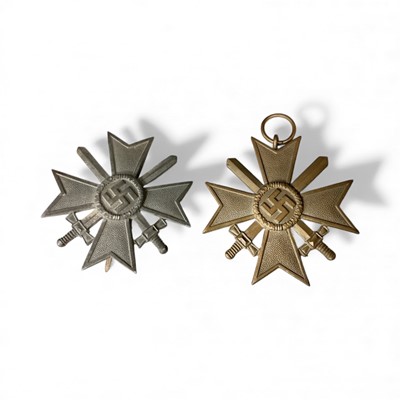 Lot 724 - Second World War Nazi German War Merit Cross with swords (First Class) and a War Merit Cross with swords (Second Class), (2).