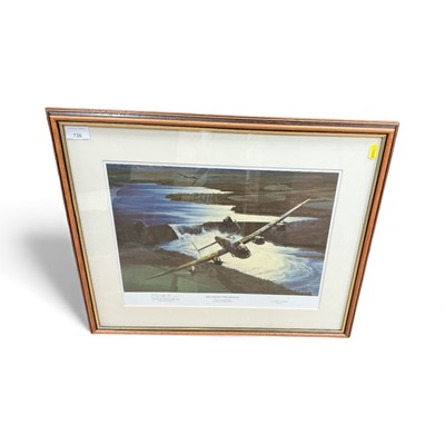 Lot 736 - Second World War Aviation interest- Breaking the Mohne, signed print, by Squadron Leader Stuart Reid and Anthony Saunders, and another similar, Set to Go, signed by Nor...