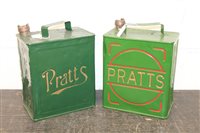 Lot 3826 - Two 1930s Pratts petrol / fuel cans - in...