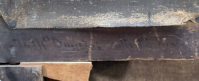 Lot 63 - Impressionist School, figures on a lane in wintery landscape, framed