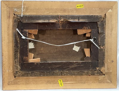 Lot 63 - Impressionist School, figures on a lane in wintery landscape, framed