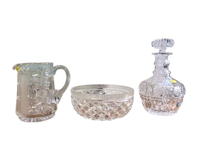 Lot 5186 - Good quality Bohemian cut glass decanters, together with a similar jug and other antique and later cut glass items.
