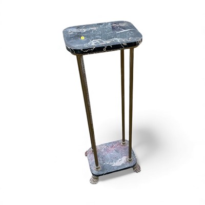 Lot 5307 - Continental marble and brass plant stand, raised on four paw feet, 90.5cm in overall height.
