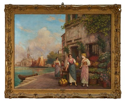 Lot 1024 - Arthur Trevor Haddon (1864-1941) oil on canvas - Venetian Fruit Seller, signed, 72cm x 92cm, in gilt frame