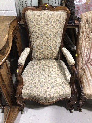 Lot 5314 - Victorian rosewood open elbow armchair with floral tapestry