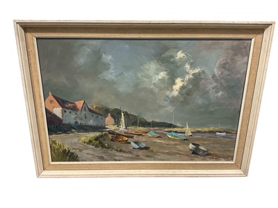 Lot 5295 - Robert (circa 1970s) oil on board, Harbour scene, probably Norfolk
