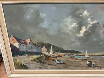 Lot 5295 - Robert (circa 1970s) oil on board, Harbour scene, probably Norfolk