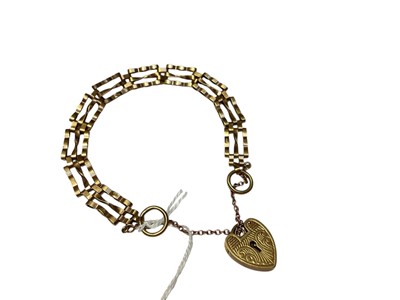 Lot 297 - 9ct gold gate bracelet with padlock clasp
