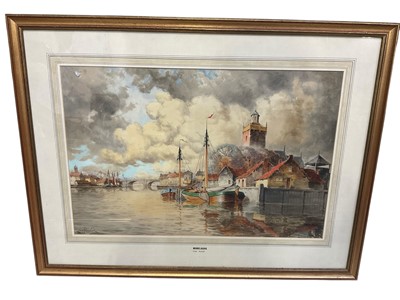 Lot 5290 - L Van Staaten watercolour - Middelburg, and other pictures and prints