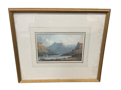 Lot 5263 - John I Varley (1778-1842) watercolour - shepherd in picturesque landscape, signed, 12 x 18cm, glazed frame