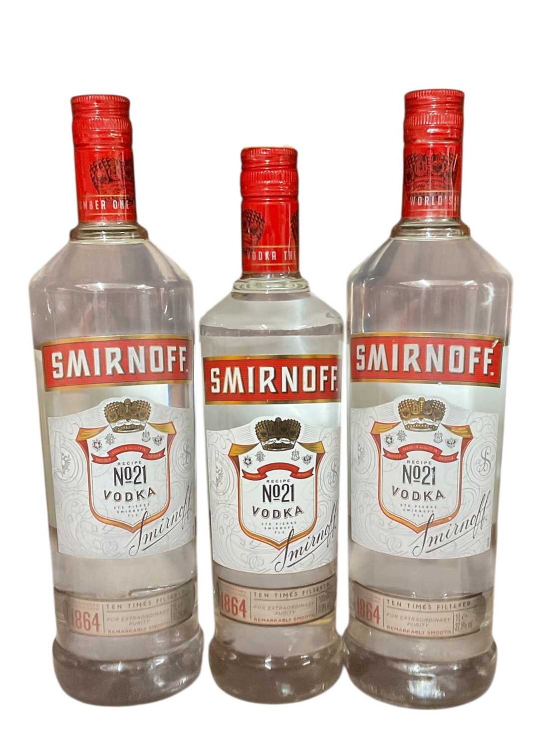 Lot 48 - Three bottles, Smirnoff Vodka, 37.5% Vol., 2 x 1 litre, 1x 700ml (3)
