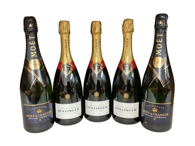 Lot 50 - Champagne, five bottles, 3 x Bollinger Special Cuvée Brut, 2 x Moët & Chandon Nectar Impérial Demi-Sec (5)
