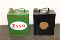 Lot 3837 - Shell petrol / fuel can, together with an Esso...